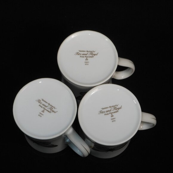 3  beautiful coffee mugs. Fitz and Floyd Japan Golden Butterfly - Picture 6 of 7
